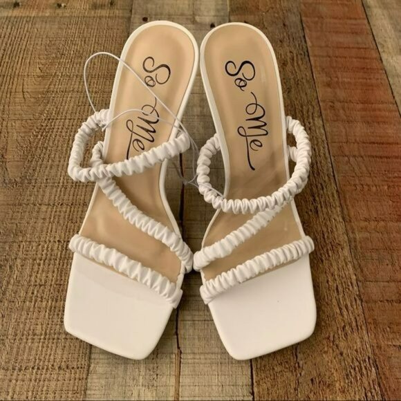 So me cloude white strappy slide on high heeled open toe sandals NIB - Picture 1 of 11